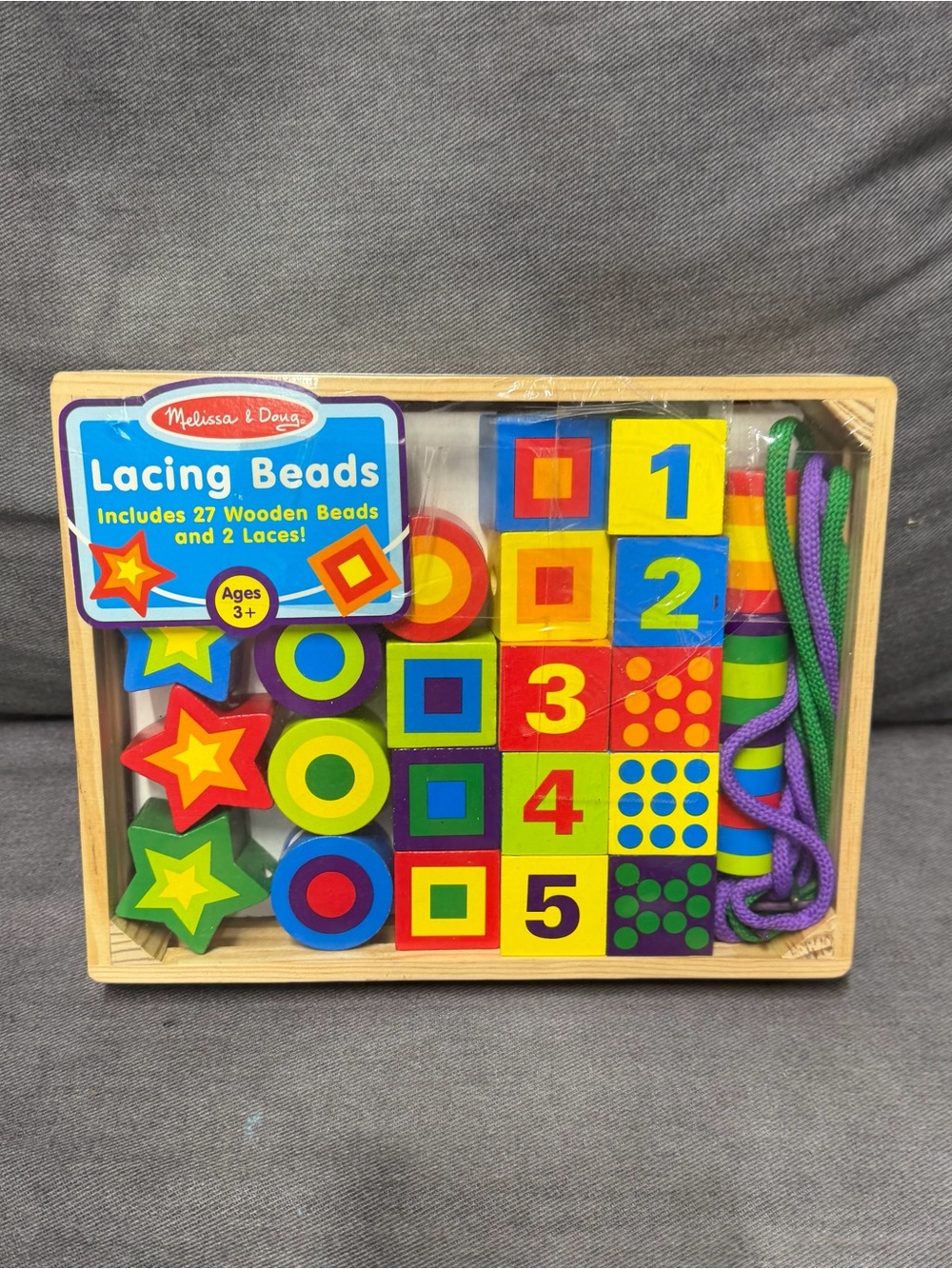 Melissa & Doug lacing beads missing 3 pieces used
